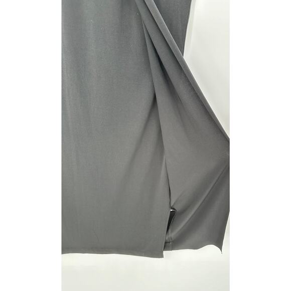 Bar III Faux Wrap Shift Dress Black Halter Neckline Midi Cocktail Going Out M - Picture 4 of 9